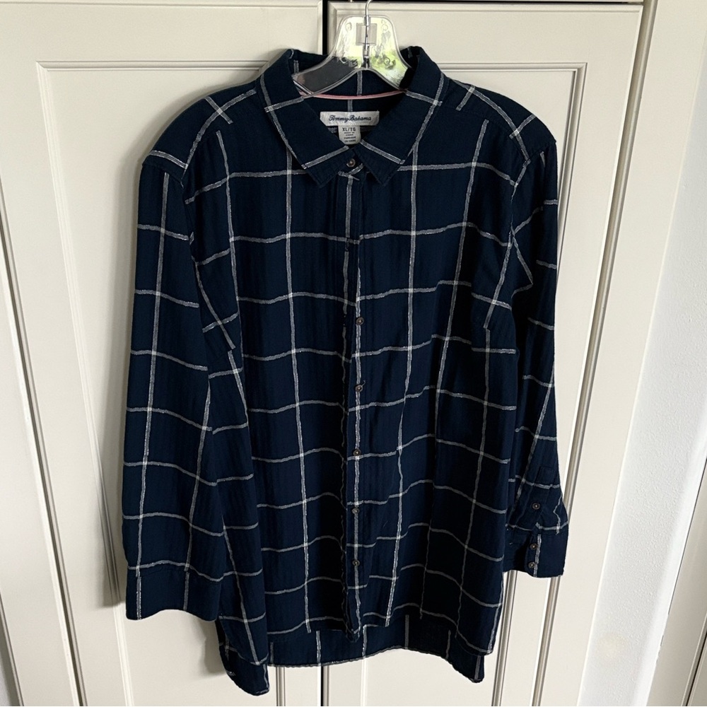 Tommy Bahama Blue and White Button Down Shirt